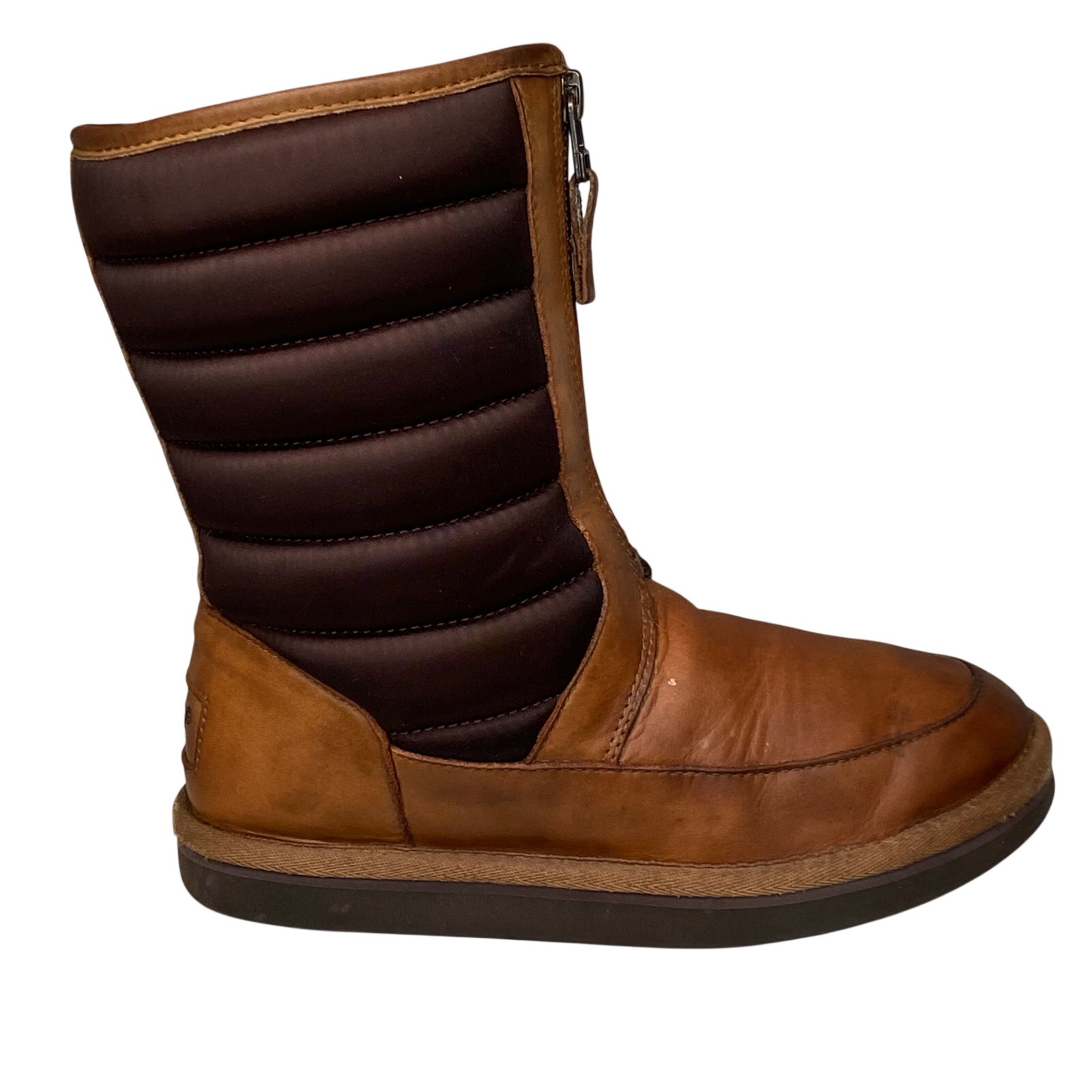 Ugg Zaire Quilted Boots Brown Chestnut Nubuck Leather Waterproof